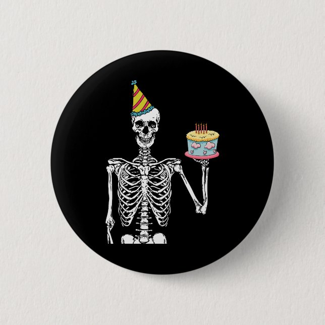 Skeleton Geburtstagsparty Lazy Halloween Kostümspa Button (Vorderseite)