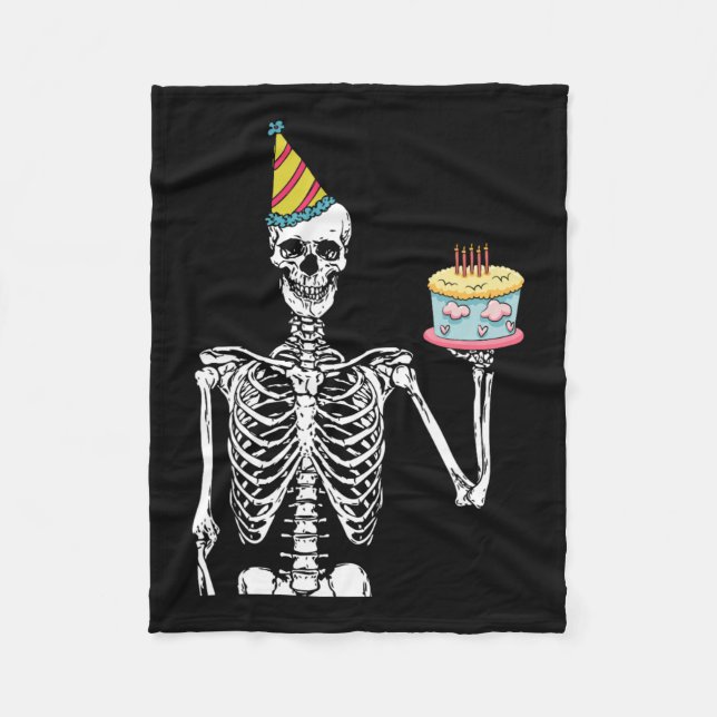 Skeleton Geburtstagsparty Lazy Halloween Kostümspa Fleecedecke (Vorderseite)
