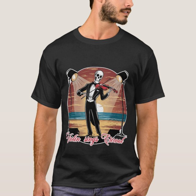 Skeleton-Geige singt ewig T-Shirt (Vorderseite)