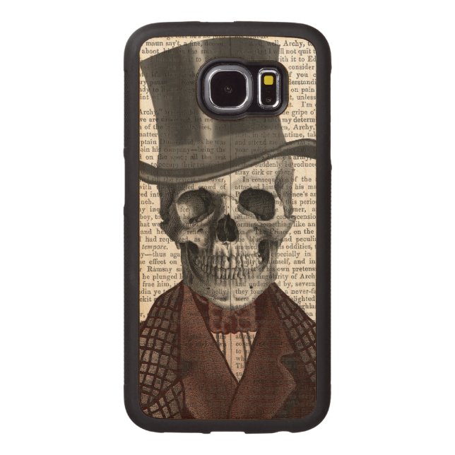 Skeleton Gentleman and Top Hat Carved Samsung Galaxy S6 Holzhülle (Rückseite)