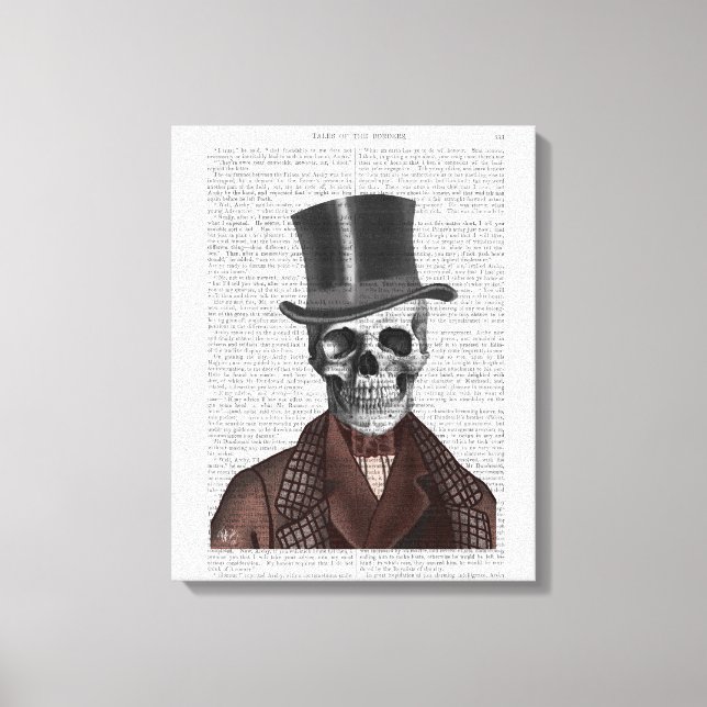Skeleton Gentleman and Top Hat Leinwanddruck (Vorderseite)