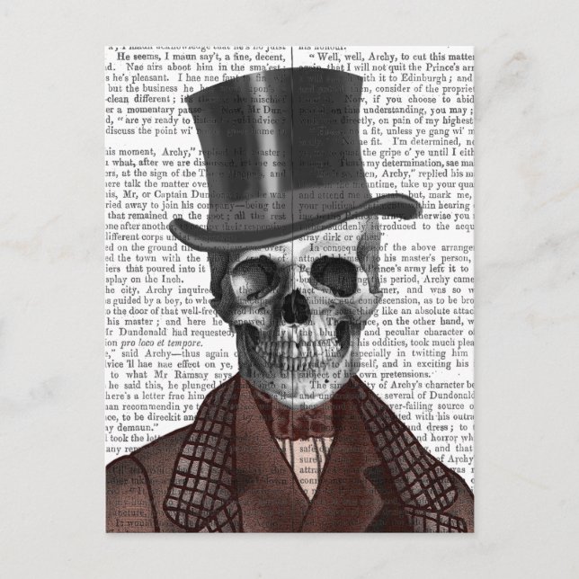 Skeleton Gentleman and Top Hat Postkarte (Vorderseite)