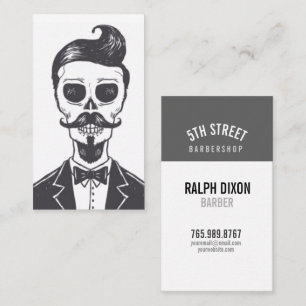 Skeleton Gentleman Barber Business Card Visitenkarte