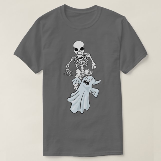Skeleton Ghost Lazy Halloween Kostüm Spaß Skull Sp T-Shirt (Design vorne)