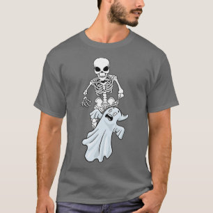 Skeleton Ghost Lazy Halloween Kostüm Spaß Skull Sp T-Shirt