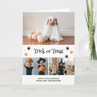 Skeleton Ghost Pumpkin Pet Foto Halloween Card Karte