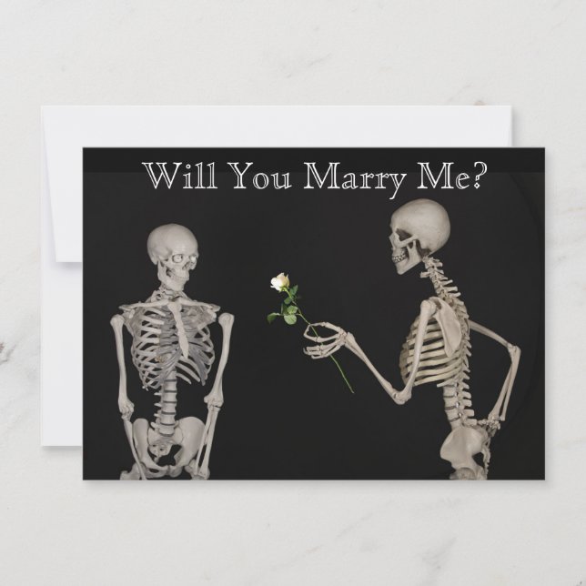 Skeleton gibt eine Rose Save the Date (Vorderseite)