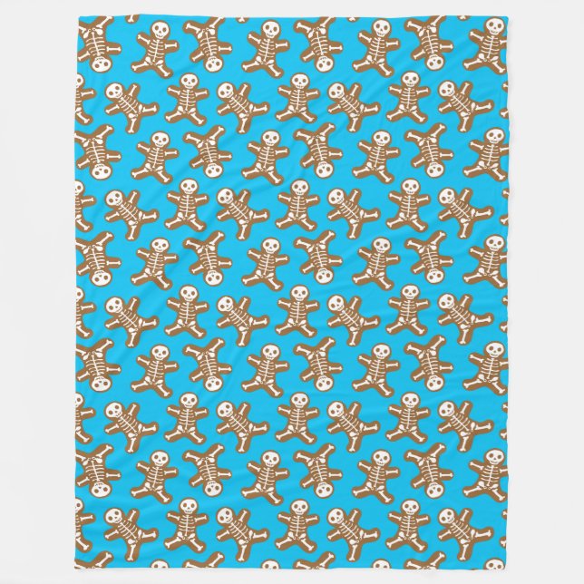Skeleton Gingerbread Man Pattern Fleecedecke (Vorderseite)