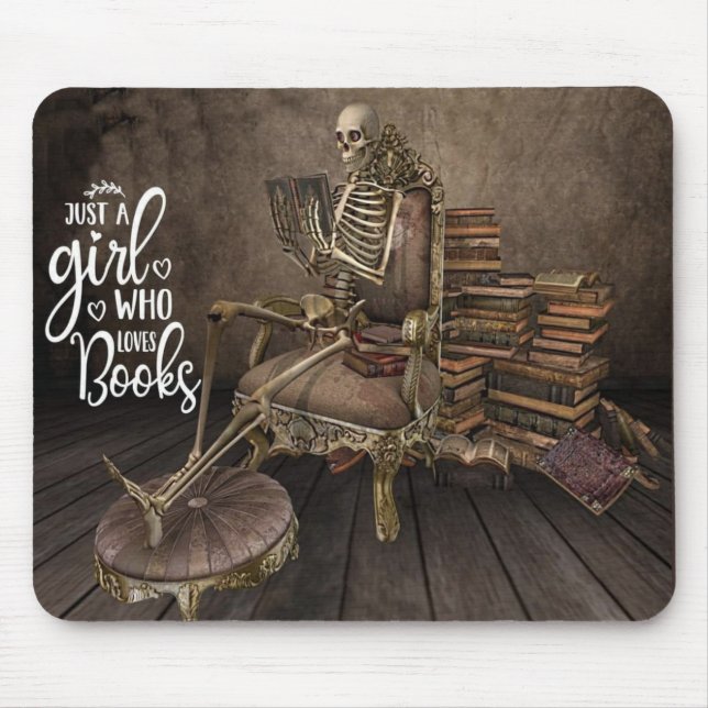 Skeleton Girl Book Lover Mousepad (Vorne)