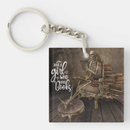 Skeleton Girl Book Lover Schlüsselanhänger