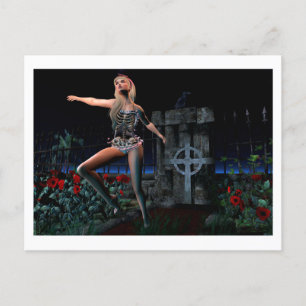 Skeleton Girl Postcard Postkarte