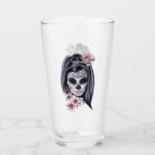 Skeleton Girl Punk Rock Drink Glass Tumbler