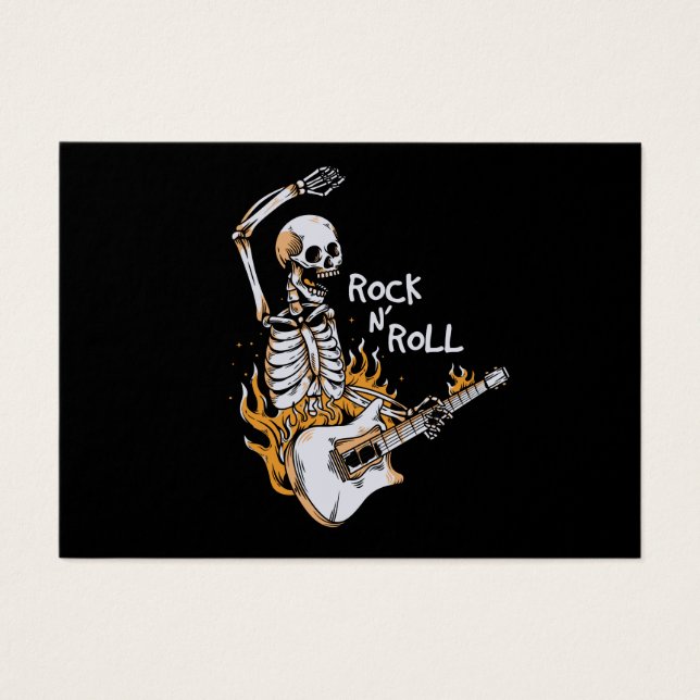 Skeleton Gitarre spielen mit Feuer (Vorderseite)