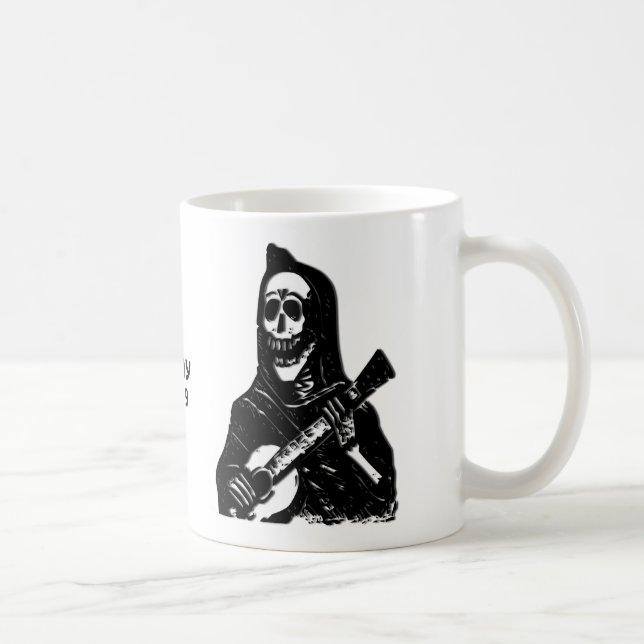 Skeleton Gitarren-Spieler-Name-Tasse Kaffeetasse (Rechts)