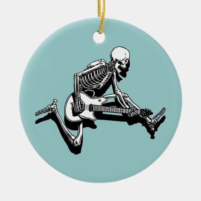Skeleton Gitarrist springen Keramikornament (Vorne)
