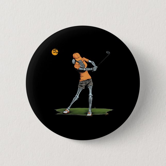 Skeleton Golf Funny Halloween Golfsport Golfe Button (Vorderseite)