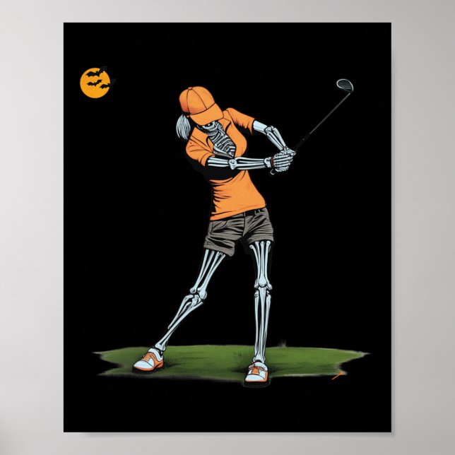 Skeleton Golf Funny Halloween Golfsport Golfe Poster (Vorne)