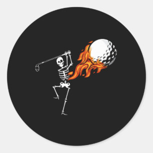 Skeleton Golf Funny Halloween Kostüm Golfspor Runder Aufkleber