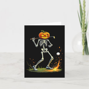 Skeleton Golf Funny Halloween Pumpkin Golf Karte