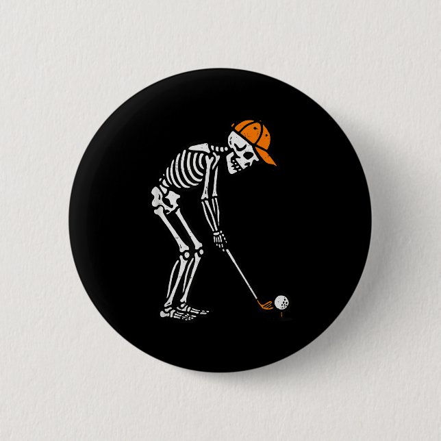 Skeleton Golf Halloween Golfer Costume Dad Mens Bo Button (Vorderseite)