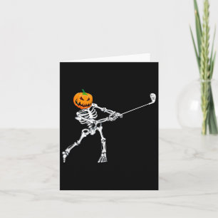 Skeleton Golf Halloween Pumpkin Golfer Karte
