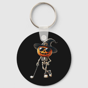Skeleton Golf Pumpkin Golfing Golfer Halloween Cos Schlüsselanhänger