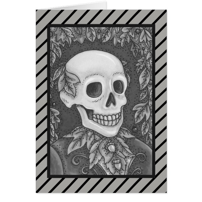 SKELETON GOTH GENTLEMAN SKULL GREETING CARD Blank (Vorne)