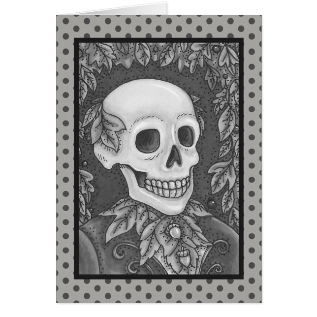 SKELETON GOTH GENTLEMAN SKULL GREETING CARD Blank (Vorne)