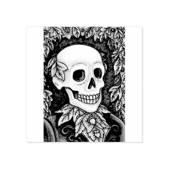 SKELETON, GOTH HALLOWEEN SKULL RUBBER BRIEFMARKE GUMMISTEMPEL (Prägung)