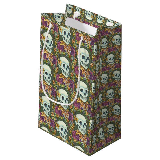 SKELETON GOTHIC GENTLEMAN SKULL HALLOWEEN GIFT BAG KLEINE GESCHENKTÜTE (Rückseite Schrägansicht)