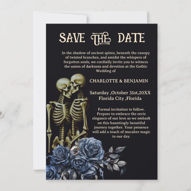 Skeleton Gothic Wedding Save The Date (Vorderseite)