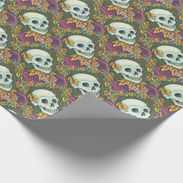 SKELETON, GOTHISCHES GENTLEMAN SKULL WRAPPING PAPI GESCHENKPAPIER (Ecke)