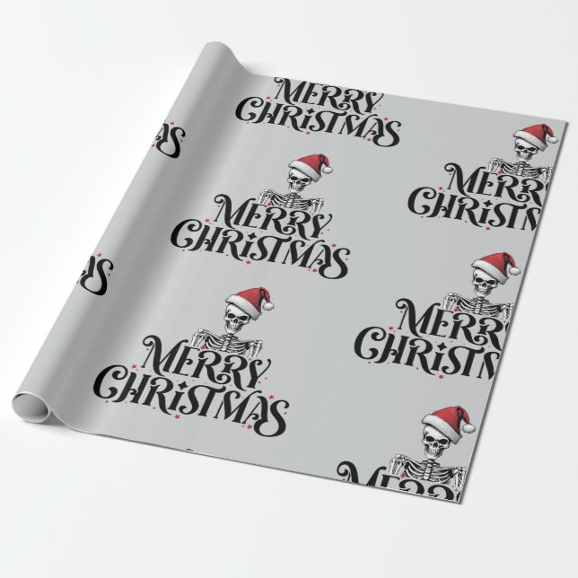 Skeleton Gothon Weihnachtswrapping Paper Geschenkpapier (Ungerollt)