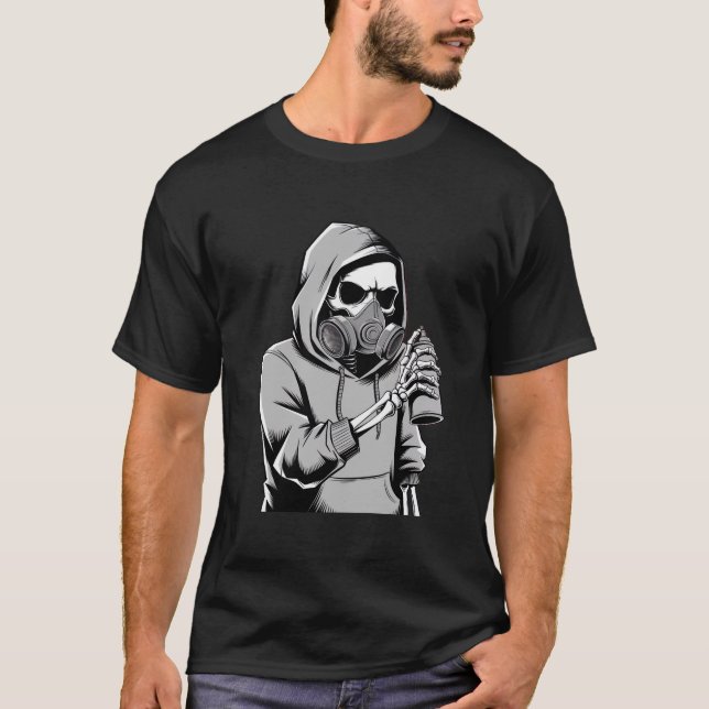 Skeleton Graffiti Artist Cooler Trend T - Shirt (Vorderseite)