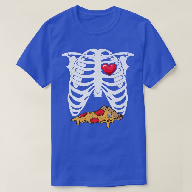 Skeleton Graphic Pizza Lover Eating Italian Food P T-Shirt (Design vorne)