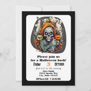 Skeleton Grim Sensenmann Halloween Bash Party Einladung