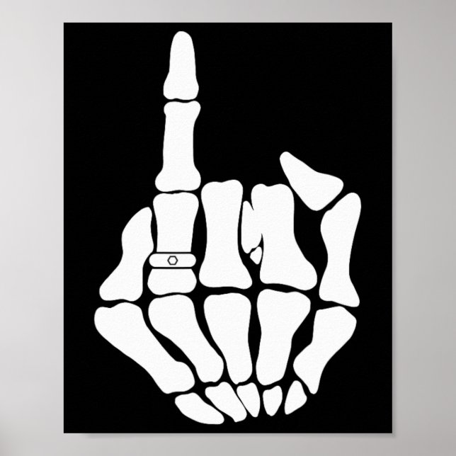 Skeleton Groom Wedding Just Married Spooky Gothic Poster (Vorne)