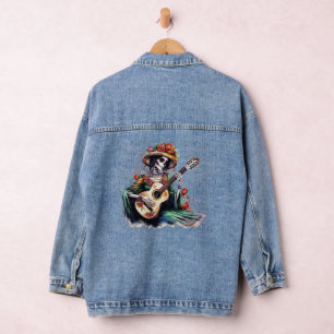 Skeleton Guitar Player Denim Jacket Jeansjacke