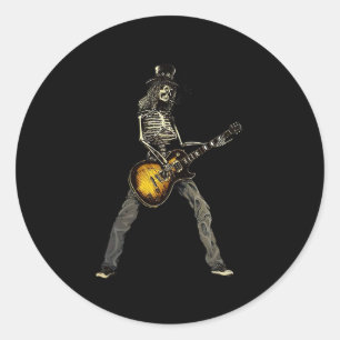 Skeleton Guitar Typ Spooky Happy Halloween Rock Ba Runder Aufkleber