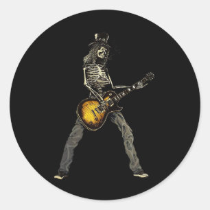Skeleton Guitar Typ Spooky Happy Halloween Rock Ba Runder Aufkleber