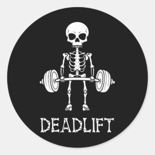 Skeleton Gym Weight Lifting Workout Fitness Runder Aufkleber