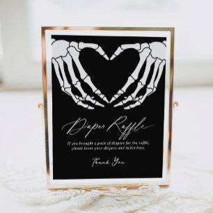 Skeleton Halloween Baby Dusche Windel Raffle Schil Poster