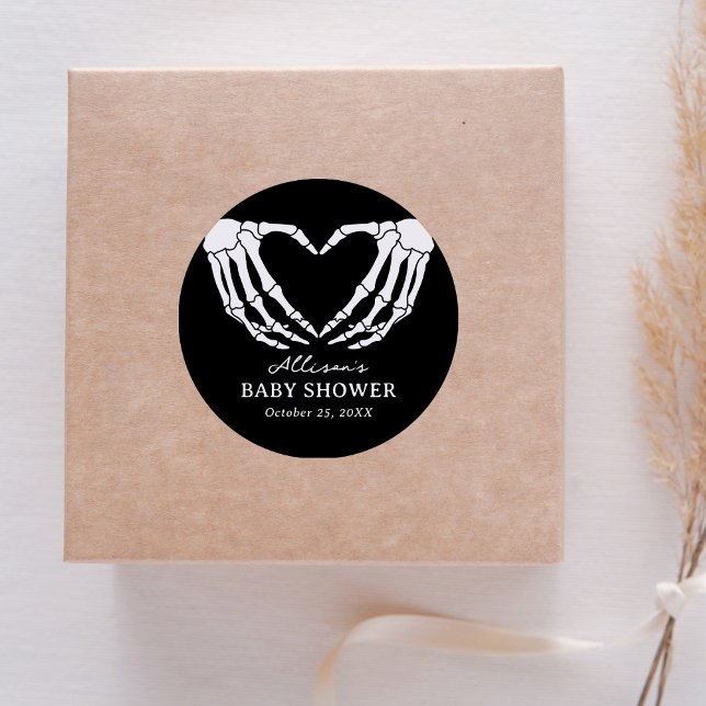 Skeleton Halloween Babydusche Runder Aufkleber (Von Creator hochgeladen)