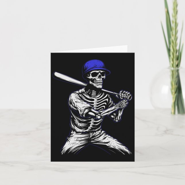 Skeleton Halloween Baseball Player Karte (Vorderseite)