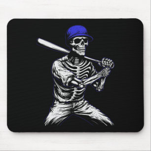 Skeleton Halloween Baseball Player Mousepad