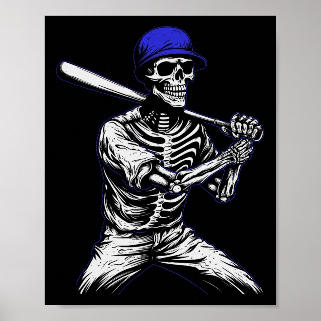 Skeleton Halloween Baseball Player Poster (Vorne)