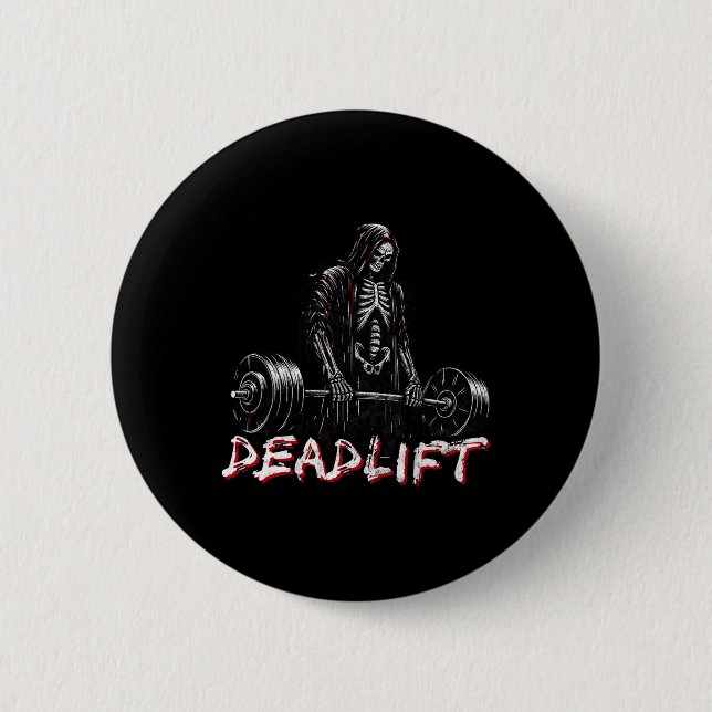 Skeleton Halloween Gym Jokes Weightlift Workout Button (Vorderseite)