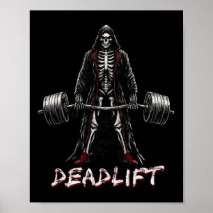 Skeleton Halloween Gym Jokes Weightlift Workout Poster