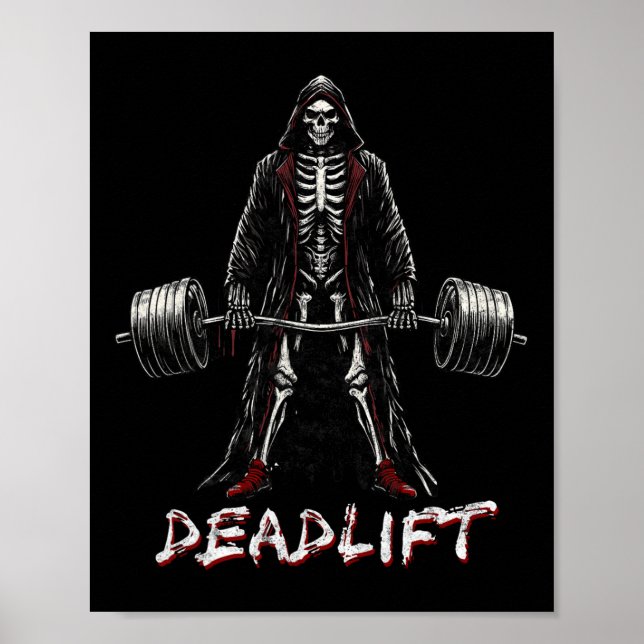 Skeleton Halloween Gym Jokes Weightlift Workout Poster (Vorne)