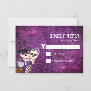 Skeleton Halloween Hochzeit RSVP Karte